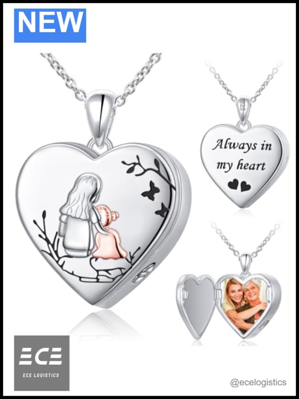 925 Sterling Silver Heart Photo Urn Locket Necklace Memorial Keepsake